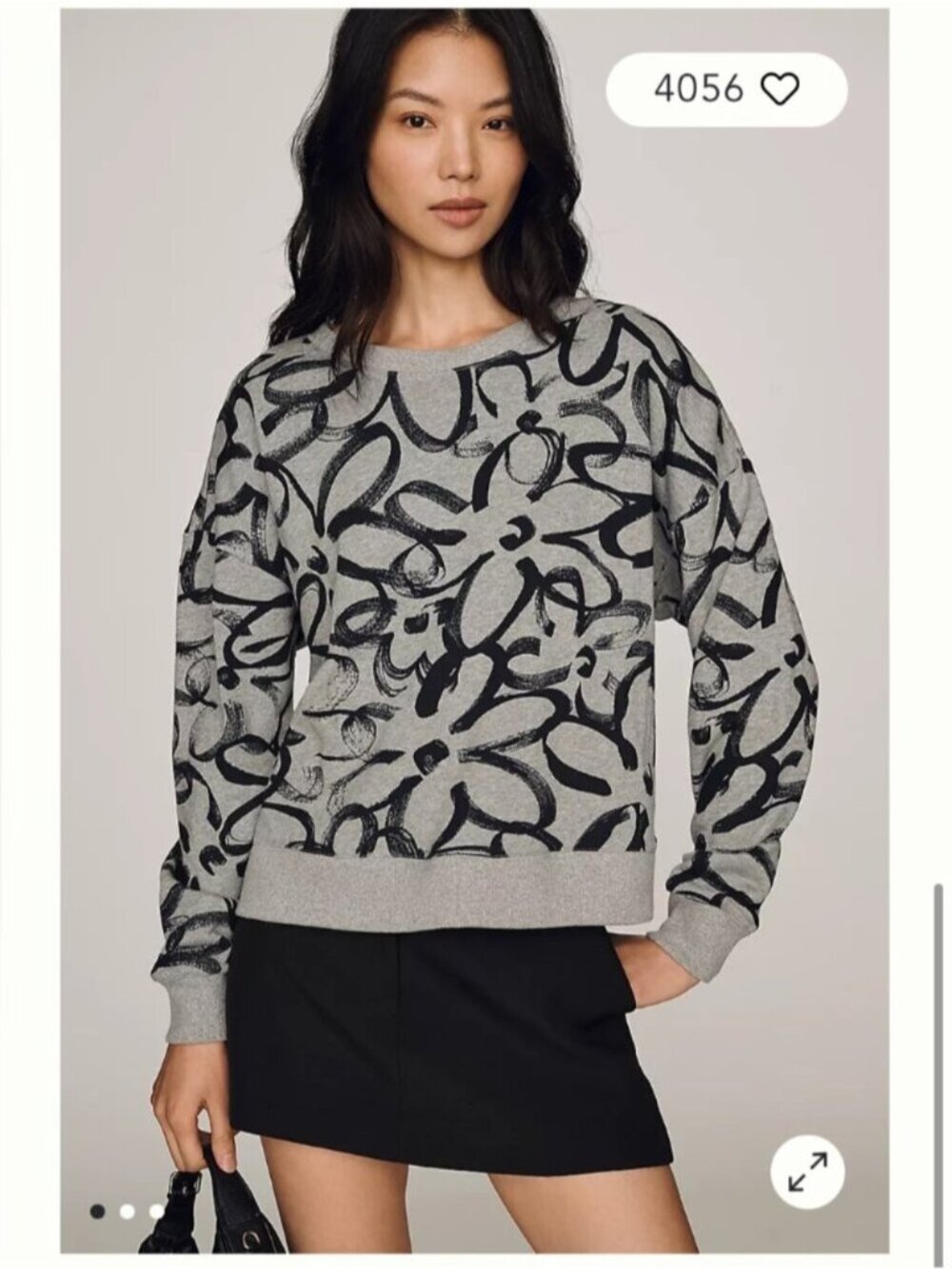 NWT Size SP - Anthropologie 100% Cotton Sketchy Floral Sweatshirt